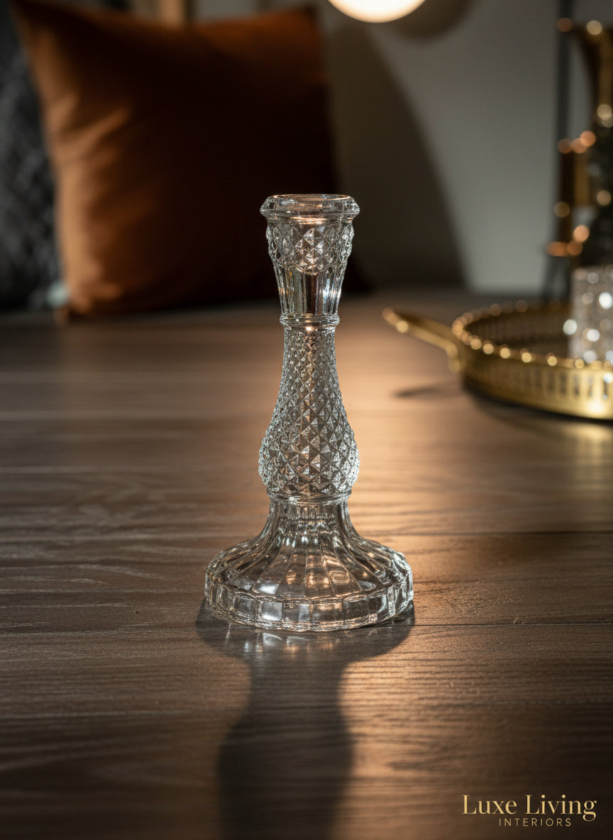 FRENCH RELIEF GLASS CANDLESTICK