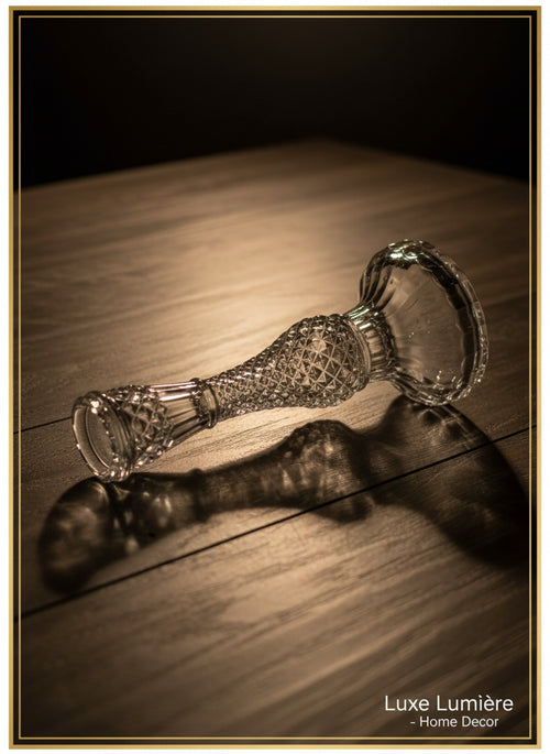 FRENCH RELIEF GLASS CANDLESTICK