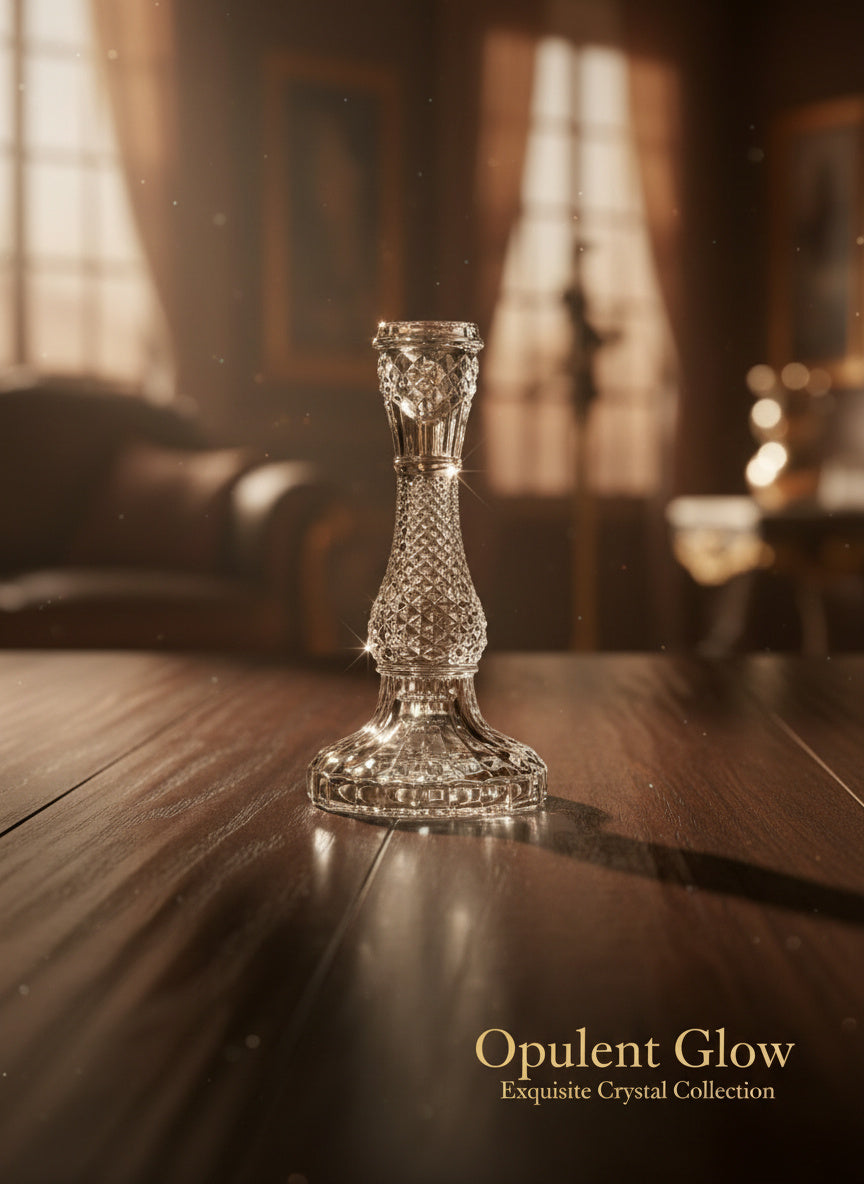 FRENCH RELIEF GLASS CANDLESTICK