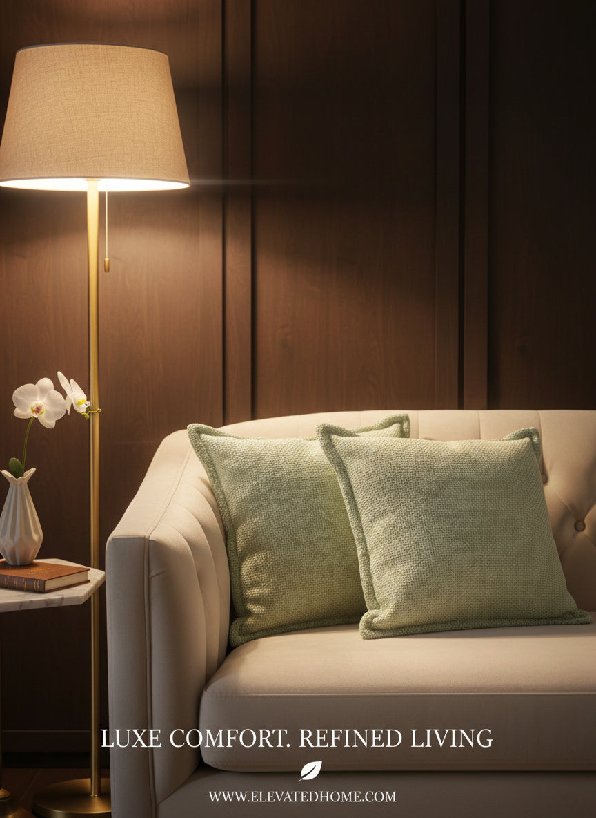 GREEN LINEN THROW PILLOW